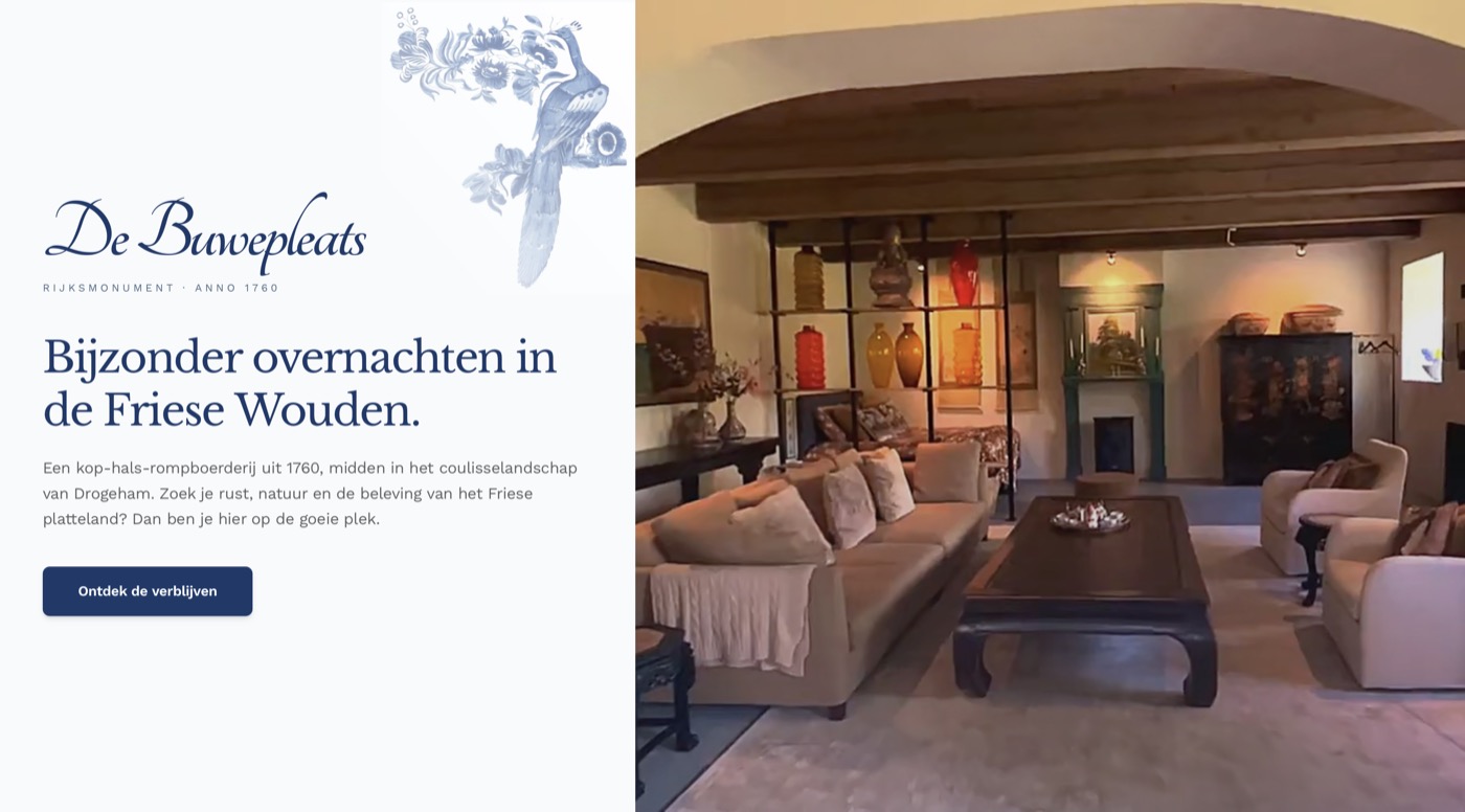 Screenshot van de website van Buwepleats